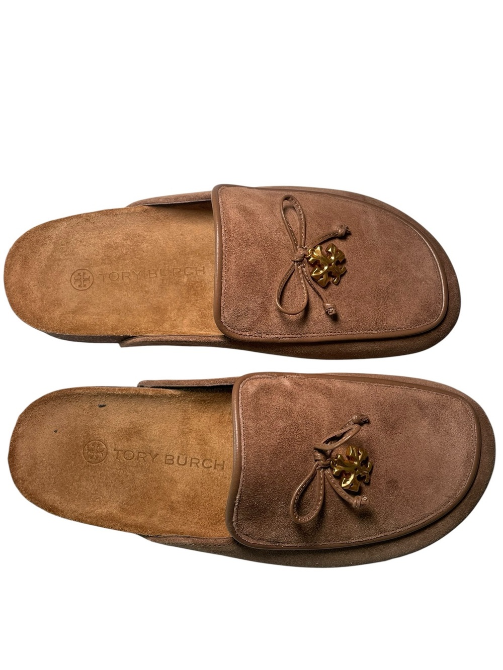Tory Burch Charm Mule Suede Slides River Rock Size 7 NIB - Picture 4 of 8